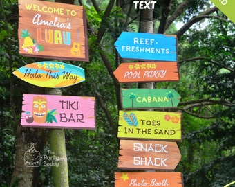 Luau Aloha Welcome Sign Party Signage | Text EDITABLE Yourself | Summer Pool Beach Birthday Decor | Digital Printable PDF Instant Download