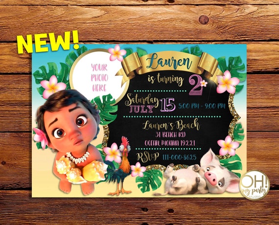 Invitaciones De Moana Bebe Para Editar