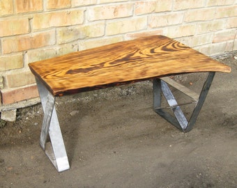 Industrial coffee table. Industrial bench. Live edge coffee table. Natural Wood Table. Live edge bench. Rustic bench. Rustic coffee table.
