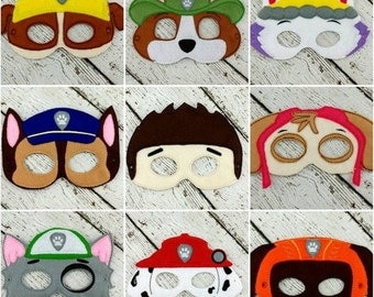 9pc Paw Patrol Mask Set - Ryder - Chase - Marshall - Skye - Rubble - Everest - Zuma - Rocky - Ranger