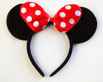 Minnie Mouse Ears- Red polka dot bow