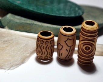 Set dread beads dreadlocks hair jewellery wooden beads large hole bead dreadheads dreadbead dreadlocks jewellery rastabead "Africa"