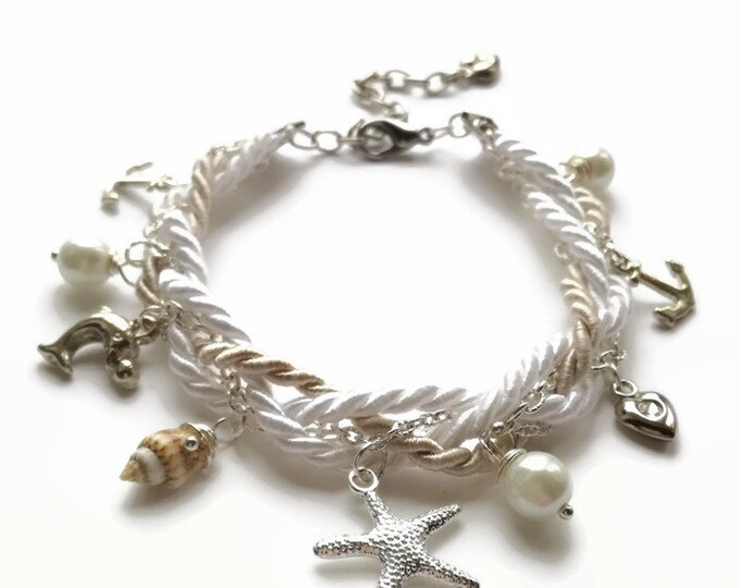 Starfish bracelet,Beach Wedding jewelry,Bridal jewelry, Beach Wedding bracelet,Seashell bracelet, Nautical bracelet,Dolphin bracelet