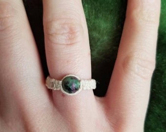 Made to Order Ruby Zoisite Hemp Ring