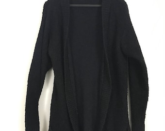 Vintage 90's Grunge Black Long Cardigan Sweater S M