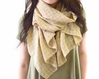 Plaid Scarf, Woman Summer Scarf, Plaid Cotton Scarf, Shawl Wrap, Gift