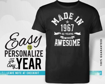 50th birthday, 50th birthday gifts for women, 50th birthday gift, 50th birthday tshirt ,1967 , 50th birthday gift for men, made in 1967