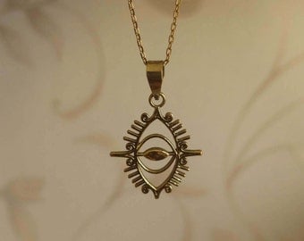 Brass Necklace Minimalist Necklace Fine Brass Simple Necklace Brass Pendant Evil Eye Necklace Raw Brass Necklace Necklace For Her Gold Color