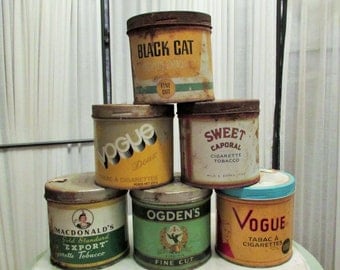 lot of 6 vintage tobacco tins in fair to poor condition