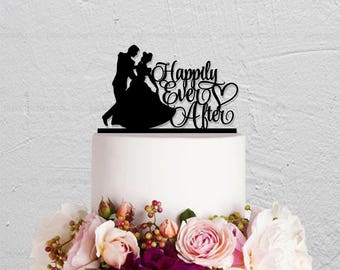 Wedding Cake Topper,Happily Ever After Topper,Cinderella Cake Topper,Custom Cake Topper,Princess and Prince Cake Topper,Disney Cake Topper