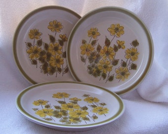 Set of Three Vintage Bread and Butter Plates in the Spring Bouquet Pattern