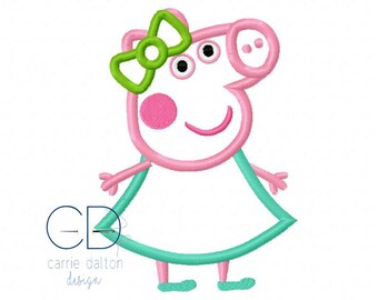 Peppa Pig Applique Design, Peppa Pig Embroidery Design, Pig Applique, Pig Embroidery
