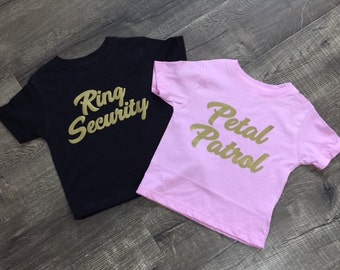 Ring Security Petal Patrol Shirt Wedding Day Flower Girl Ring Bearer Bridal Personalized Shirts Wedding Shirt Ring Holder Kids Toddler Youth