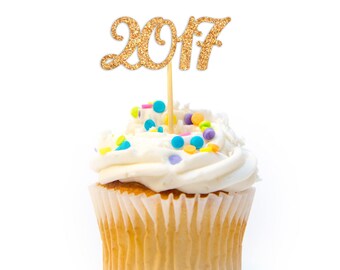 2017 Glitter Cupcake Topper Graduation Cupcake Topper Class of 2017 Cupcake Topper Graduation Party Decorations 2017
