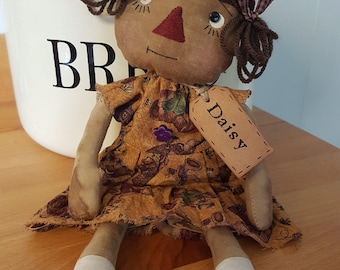 Primitive Rag Doll Daisy , Folk Art Doll, OOAK, Primitive Raggedy , HANDMADE