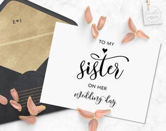 To My Sister On Her Wedding Day, Sister Wedding Cards, Card For Sister Wedding Gift, Wedding Cards To Bride, Wedding Day Cards Printable