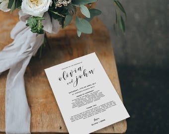 Wedding Programs Instant Download, Wedding Program Template, Printable Wedding Program, Editable Wedding Program Template - KPC01_201