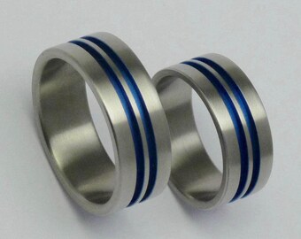 pair of anodized titanium engagement rings titanium weddingrings anodized flat titanium bands - Titanium Wedding Rings pair of anodized titanium engagement rings titanium weddingrings anodized flat titanium bands - Titanium Wedding Rings