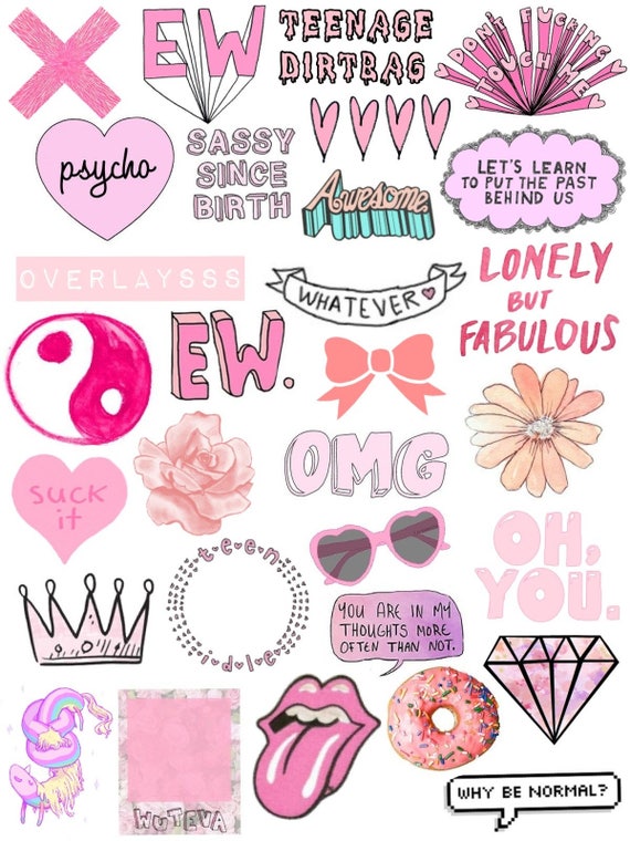 Pink overload tumblr color sticker sheet Planner diary