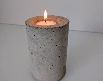 Industrial concrete tea light candle holder
