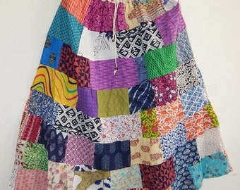 Long patchwork skirt | Etsy