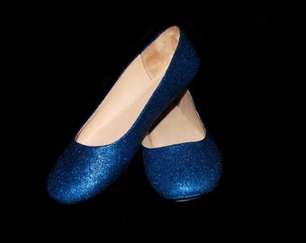 Wedding shoes Azurite Blue wedding shoes Blue shoes navy flats blue flat shoes bridal shoes blue shoes custom shoes glitter shoes