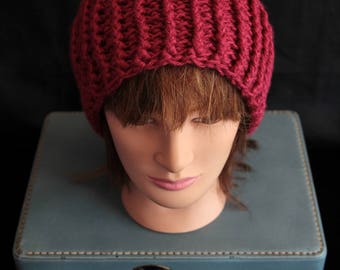 Burgundy Crochet Hat (E3)