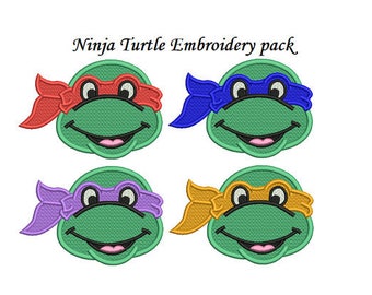 Ninja Turtle Embroidery Design - 3,4 inch size machine embroidery INSTANT DOWNLOAD