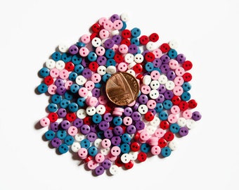 Doll Size Buttons - 6mm Micro Buttons - Mini Buttons - Small Buttons - Tiny Buttons - Plastic Buttons for Dolls Clothes