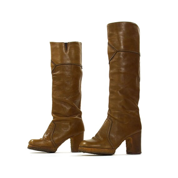70s knee high platform boots