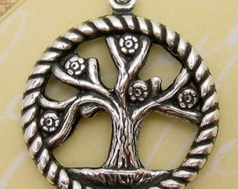 Tree Of Life Charm, Antique Silver, Trinity Brass, AS69