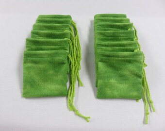 Set of 12, 3" x 3" Green Flannel Cotton Hoo Doo / Mojo Bags / Jewelry Pouches