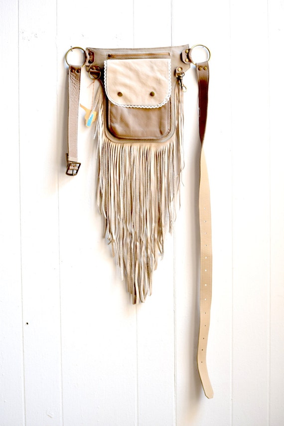 SALE Leather Fringe Belt Bag Western Hip Belt Belt Bag