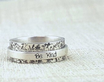 Personalized Ring - Inspiration - Spinner Ring - Silver Jewelry - Personalized Graduation Gift - Custom Ring - Worry Ring - Stay Humble