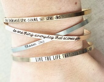 Personalized Cuff Bracelet - Inspirational Bracelet - Personalized Gift - Gold Bracelet - Rose Gold Bracelet - Dainty Cuff Bracelet