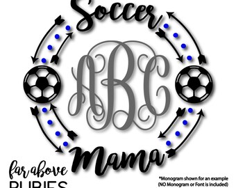 Soccer Mama Monogram Wreath with Soccer Balls (monogram NOT included) - SVG, DXF, png, jpg digital cut file for Silhouette or Cricut Mom