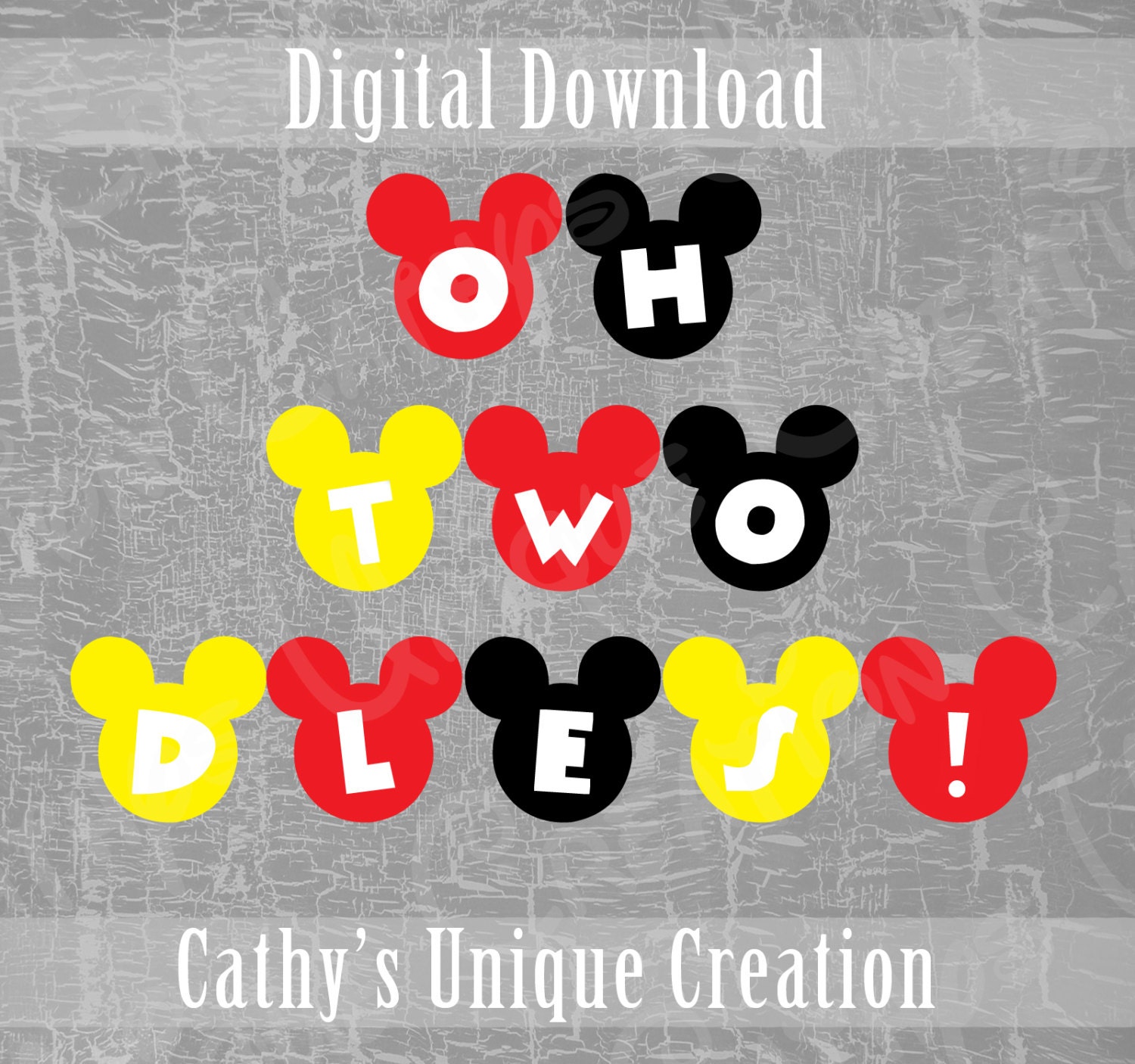 Oh Twodles Banner 2nd Birthday Mickey Mouse Clubhouse Oh