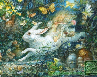 Run Rabbit Run (print) - fairy tale art - hare - magic - childrens book - illustration - kids room decor