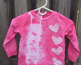 Girls Tie Dye Shirt, Pink Hearts Shirt, Kids Tie Dye Shirt, Batik Kids Shirt, Girls Heart Shirt, Long Sleeve Shirt, Pink Girls Shirt (4/5)