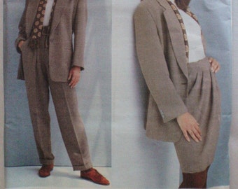 DKNY Vogue American Designer Pattern - Lined Jacket, Wrap Skirt and Cuffed Pants - Vogue 1024 - Sizes 12-14-16, Bust 34 - 38, Uncut