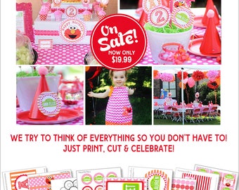 Girl Elmo Birthday Decorations | Pink Elmo Party Printable | Girl Sesame Street Birthday | Elmo 1st Birthday | Amanda's Parties To Go