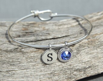 Grandma Bracelet Initial, New Mother Bracelet, Personalized Birthstone Bracelet, Grandmother, Mommy Jewelry, Mothers Day Gift, Sapphire