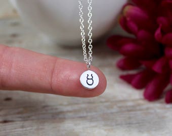 Taurus Necklace - Taurus Zodiac Necklace in Sterling Silver - Taurus Jewelry