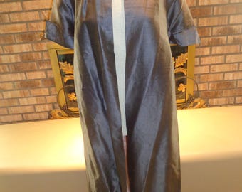 Vintage 50s Dupioni Silk Spring Coat Jacket Gunmetal Gray