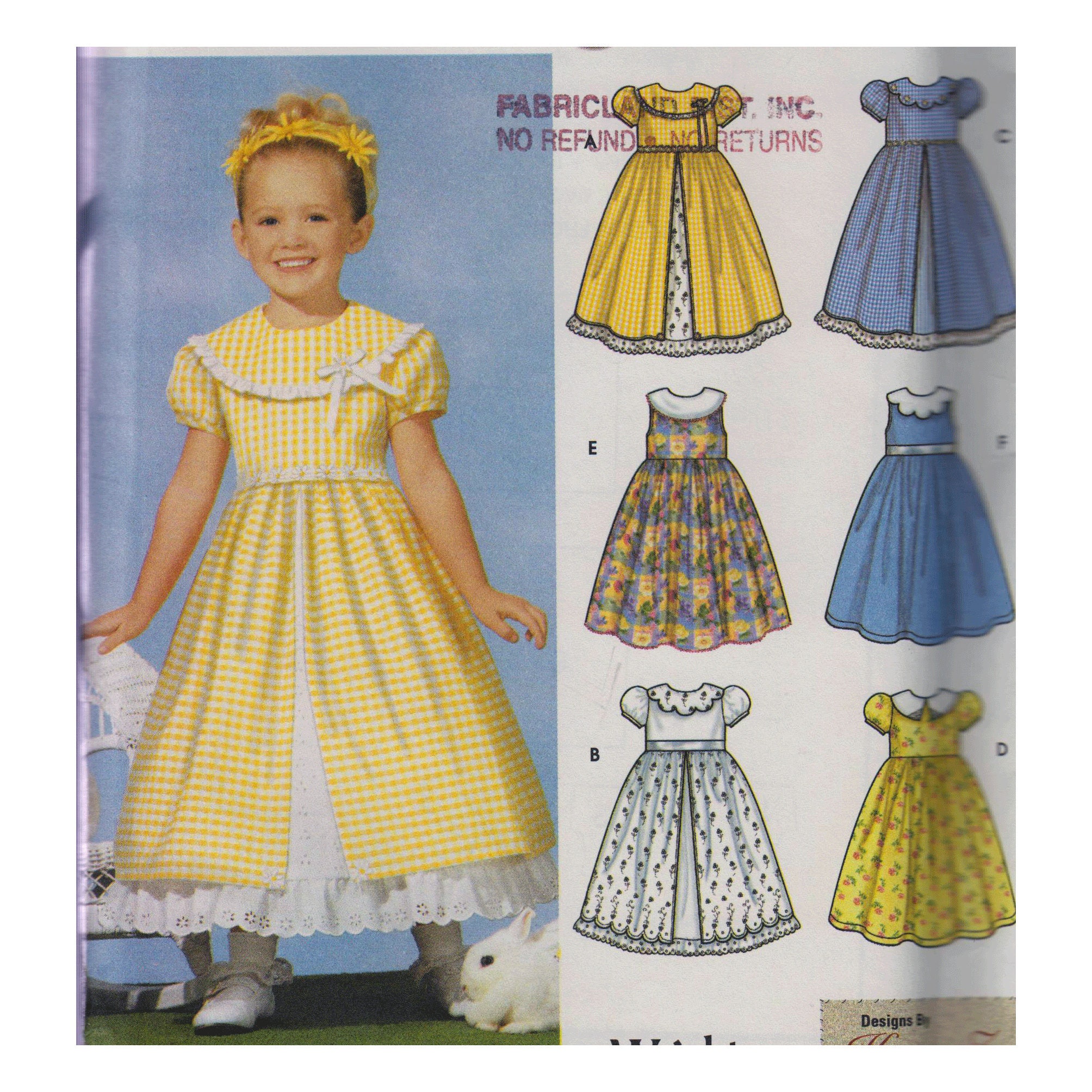 Toddler & Girl Fancy Dress Sewing Pattern Scalloped Collar Front Split