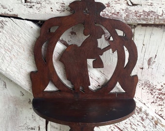 Small Wooden Wall Shelf handmade vintage shelf with silhouette of woman shelf