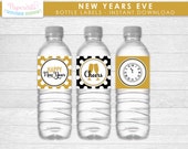 Items similar to New Years Eve Theme Water Bottle Labels | Happy New ...