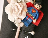 Custom Superhero, Minature figure Boutonnieres, Geek, Buttonholes, Wedding boutonnière, alternative, comics, buttonhole, wedding corsage