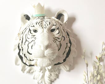 CUSTOM ANY 2 Colors Large Faux Taxidermy Tiger Head wall mount Choose your own colors / faux animal head / safari animal wall art kids room