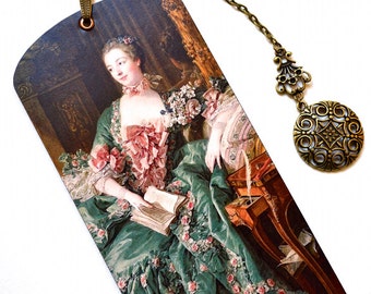 Bookmark with Bronze Pendant - Madame de Pompadour - Portrait - Handmade
